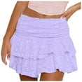 thumbnail image 1 of MIXUE Skirts For Women Summer Floral Embroidery Solid Color Ruffled Elastic High Waist A Line Mini Tennis Skirt Streetwear,Purple,L, 1 of 4