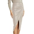 thumbnail image 1 of MIXUE Skirts For Women Summer Leather Solid Color Elastic High Waist A Line Bodycon Maxi Skirt Outwear,Beige,S, 1 of 5