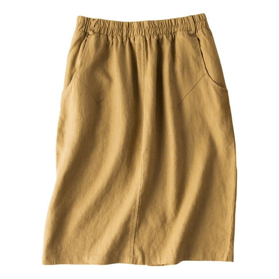 MIXUE Skirts For Women Summer Line Solid Color Stylish High Waist Skirt Activewear,Brown,L