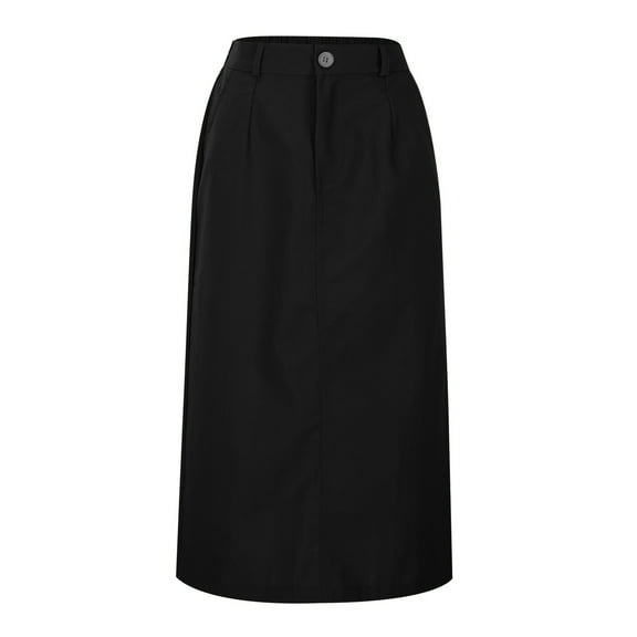 MIXUE Skirts For Women Summer Linen Solid Color High Waist A Line Pockets Midi Maxi Skirt Outwear,Black,L