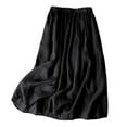 thumbnail image 1 of MIXUE Skirts For Women Summer Linen Solid Color Vintage Midi With Elastic Waist Stylish Skirt Holiday Wear,Black,XL, 1 of 3