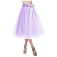 thumbnail image 1 of MIXUE Skirts For Women Summer Mesh Solid Color Elastic High Waist A Line Ruffled Tutu Skirt Holiday Wear,Purple,One Size, 1 of 8