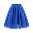 thumbnail image 1 of MIXUE Skirts For Women Summer Mesh Solid Color Elastic High Waist Pleated A Line Mini Skirt Outwear,Blue,XL, 1 of 2