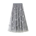 thumbnail image 1 of MIXUE Skirts For Women Summer Mesh Solid Color Floral Embroidery A Line High Waist Maxi Skirt Holiday Wear,Gray,One Size, 1 of 6
