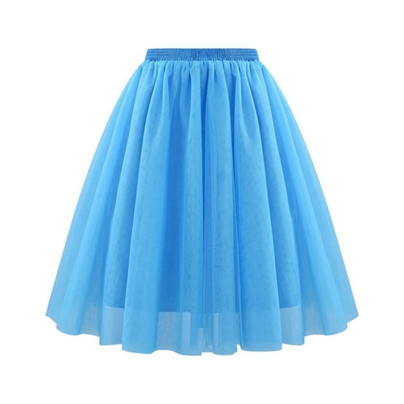 MIXUE Skirts For Women Summer Mesh Solid Color Pleated Elastic High Waist A Line Mini Tennis Skirt Beachwear,Blue,XXL
