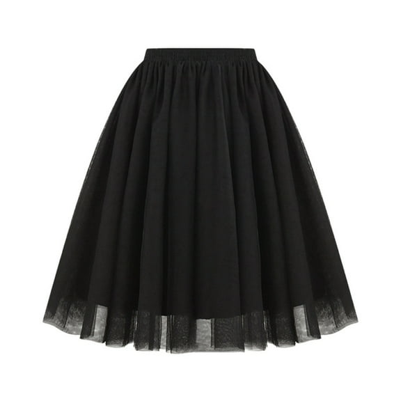 MIXUE Skirts For Women Summer Mesh Solid Color Pleated Elastic High Waist A Line Mini Tennis Skirt Holiday Wear,Black,XXL