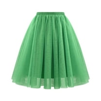 MIXUE Skirts For Women Summer Mesh Solid Color Pleated Elastic High Waist Soft A Line Mini Tennis Skirt Streetwear,Green,S