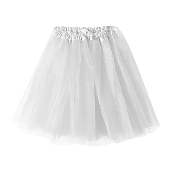 MIXUE Skirts For Women Summer Mesh Solid Color Pleated Tutu Elastic Waist A Line Fashion Mini Skirt Streetwear,White,One Size