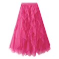 thumbnail image 1 of MIXUE Skirts For Women Summer Mesh Solid Color Ruffled Elastic High Waist A Line Maxi Skirt Holiday Wear,Pink,One Size, 1 of 6