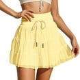 thumbnail image 1 of MIXUE Skirts For Women Summer Mesh Solid Color Ruffled Elastic Waist Drawstring Mini Tennis Skirt Holiday-Wear,Yellow,S, 1 of 8