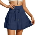 thumbnail image 1 of MIXUE Skirts For Women Summer Mesh Solid Color Ruffled Elastic Waist Drawstring Mini Tennis Skirt Workwear,Blue,XL, 1 of 5