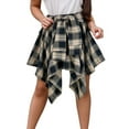 thumbnail image 1 of MIXUE Skirts For Women Summer Plaid Print Elastic High Waist Tie Front Pleated Mini Tennis Skirt Streetwear,Yellow,L, 1 of 5