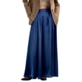 thumbnail image 1 of MIXUE Skirts For Women Summer Satin Solid Color A Line Elastic High Waist Casual Elegant Maxi Skirt Holiday-Wear,Blue,XL, 1 of 8
