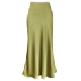 thumbnail image 1 of MIXUE Skirts For Women Summer Satin Solid Color High Waist Elegant Bodycon Maxi Skirt Activewear,Green,S, 1 of 2