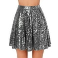 thumbnail image 1 of MIXUE Skirts For Women Summer Sequins Solid Color Pleated Elastic High Waist Mini Skirt Activewear,Gray,L, 1 of 6