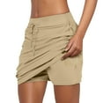 thumbnail image 1 of MIXUE Skirts For Women Summer Solid Color Athletic Drawstring With Pockets Sports Mini Tennis Skirt Holiday Wear,Beige,M, 1 of 7