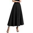 thumbnail image 1 of MIXUE Skirts For Women Summer Solid Color Elastic High Waist A Line Elegant Casual Maxi Skirt Daily-Wear,Black,One Size, 1 of 8