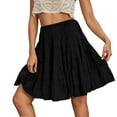 thumbnail image 1 of MIXUE Skirts For Women Summer Solid Color Elastic High Waist A Line Ruffle Knee Length Casual Beach Party Skirt Streetwear,Black,M, 1 of 6