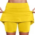 thumbnail image 1 of MIXUE Skirts For Women Summer Solid Color Elastic High Waist Casual Sports A Line Mini Tennis Skirt Activewear,Yellow,XXXXL, 1 of 7