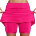 thumbnail image 1 of MIXUE Skirts For Women Summer Solid Color Elastic High Waist Casual Sports A Line Mini Tennis Skirt Beachwear,Pink,XXXL, 1 of 7