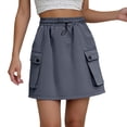 thumbnail image 1 of MIXUE Skirts For Women Summer Solid Color Elastic High Waist Drawstring A Line Mini Tennis Skirt Holiday Wear,Gray,M, 1 of 4