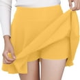 thumbnail image 1 of MIXUE Skirts For Women Summer Solid Color Elastic High Waist Fashion Casual A Line Mini Tennis Skirt Holiday Wear,Yellow,XXXL, 1 of 5