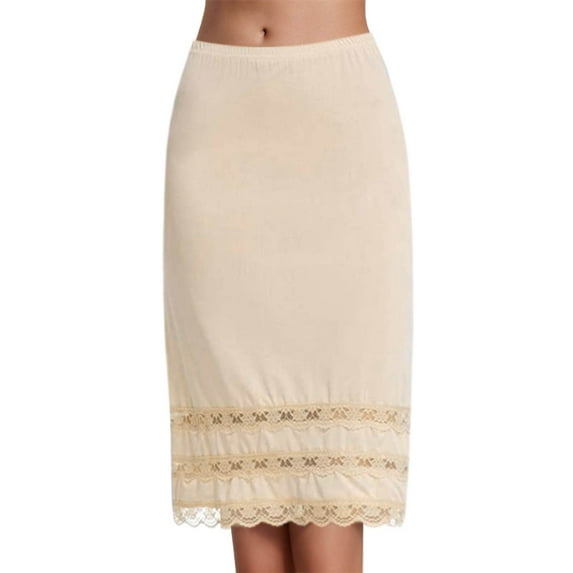 MIXUE Skirts For Women Summer Solid Color Elastic High Waist Lace Trim Elegant Casual Pencil Skirt Sportswear,Beige,S