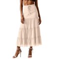 thumbnail image 1 of MIXUE Skirts For Women Summer Solid Color Elastic High Waist Swing Loose Splicing Maxi Skirt Streetwear,Beige,L, 1 of 4