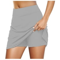 MIXUE Skirts For Women Summer Solid Color Elastic High Waist Yoga Sports Mini Tennis Skirt Streetwear,Gray,S