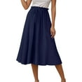 thumbnail image 1 of MIXUE Skirts For Women Summer Solid Color Elastic Waist Drawstring A Line Causal Midi Pockets Skirt Streetwear,Blue,L, 1 of 5