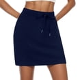 thumbnail image 1 of MIXUE Skirts For Women Summer Solid Color Elastic Waist Drawstring Pockets Mini Tennis Skirt Holiday-Wear,Blue,L, 1 of 7