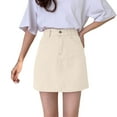 thumbnail image 1 of MIXUE Skirts For Women Summer Solid Color High Waist A Line Casual Midi Mini Skirt Holiday-Wear,Beige,L, 1 of 3
