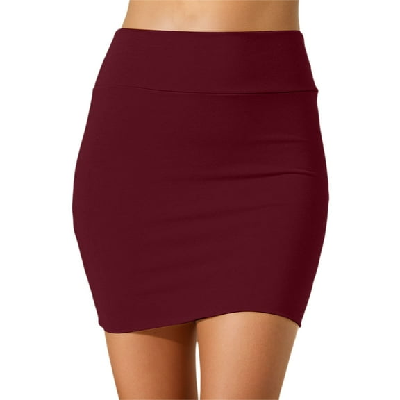 MIXUE Skirts For Women Summer Solid Color High Waist Work Pencil Casual Mini Bodycon Skirt Beachwear,Red,L