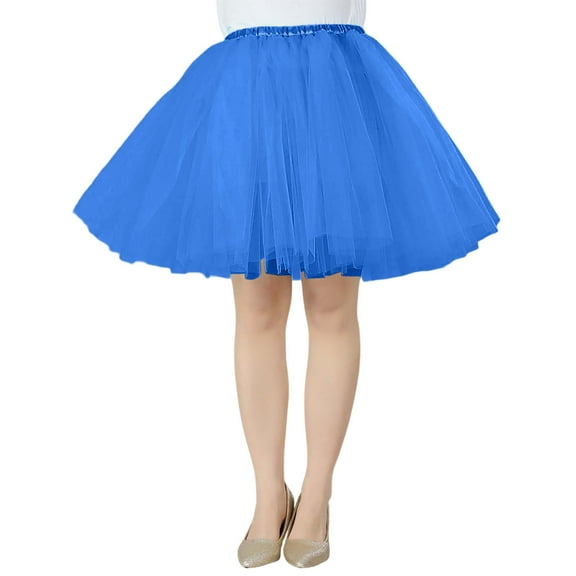 MIXUE Skirts For Women Summer Solid Color Party Performance Casual Beach Mesh Tutu Mini Skirt Streetwear,Blue,L