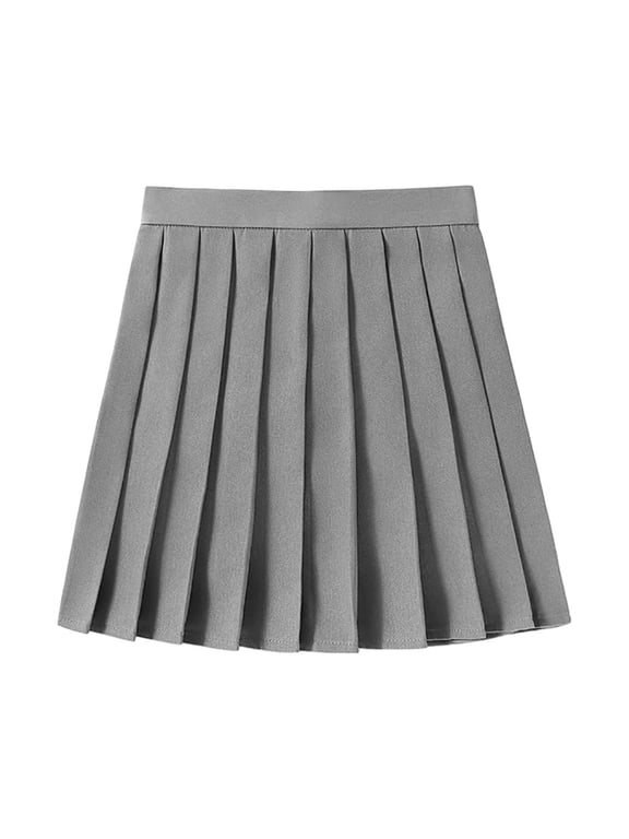 Skirts For Women Summer Solid Color Pleated A Line Party Casual Dance Mini Tennis Skirt Sportswear,Gray,S