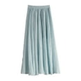 thumbnail image 1 of MIXUE Skirts For Women Summer Solid Color Pleated Elastic High Waist A Line Casual Maxi Skirt Streetwear,Blue,One Size, 1 of 3