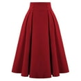 thumbnail image 1 of MIXUE Skirts For Women Summer Solid Color Pleated Elastic High Waist Fashion Casual Pockets Vintage Maxi Skirt Activewear,Red,XXL, 1 of 7