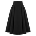 thumbnail image 1 of MIXUE Skirts For Women Summer Solid Color Pleated Elastic High Waist Fashion Casual Pockets Vintage Maxi Skirt Daily-Wear,Black,S, 1 of 7