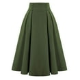 thumbnail image 1 of MIXUE Skirts For Women Summer Solid Color Pleated Elastic High Waist Fashion Casual Pockets Vintage Maxi Skirt Daily-Wear,Green,M, 1 of 6