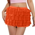thumbnail image 1 of MIXUE Skirts For Women Summer Solid Color Ruffle Lace Elastic Waist Bow Front Micro Mini Skirt Sportwear,Orange,L, 1 of 4