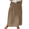 thumbnail image 1 of MIXUE Skirts For Women Summer Solid Color Casual With Pockets Plus Size High Waist Pleated Long A Line Flowy Travel Denim Maxi Skirt Sportwear,Gold,XL, 1 of 5