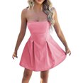 thumbnail image 1 of MIXUE Summer Dresses for Women Solid Color Sexy Strapless Backless Party Evening Mini Dress Beachwear,Pink,XL, 1 of 6