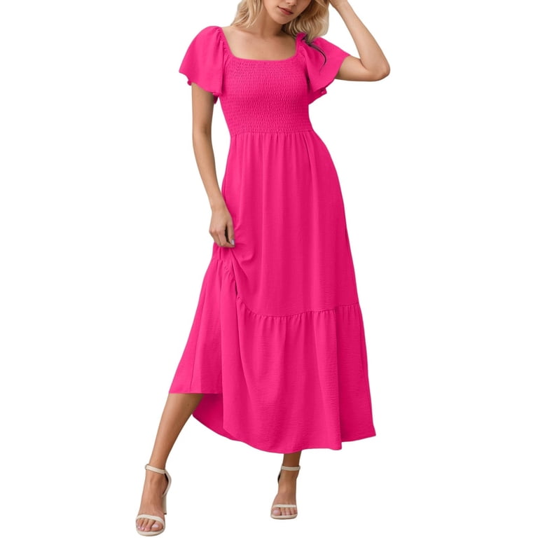 womens pink smock dress Smock Dress Pink Twill