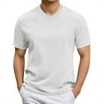thumbnail image 1 of MIXUE Summer Shirts For Men Solid Color Round Neck Short Sleeve Loose Casual Tops Pullover Tee Shirts Sportwear,White,XL, 1 of 4