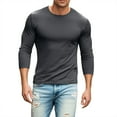 thumbnail image 1 of MIXUE Summer Shirts For Men Solid Color Soft Round Neck Long Sleeve Slim Fit Casual Basic Tops Pullover Tee Shirts Sportwear,Gray,XL, 1 of 4