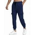 thumbnail image 1 of MIXUE Sweatpants for Men Solid Color Waist Drawstring With Pockets Casual Fitness Athletic Workout Outdoor Activities Trousers Cargo Pants Activewear,Blue,S, 1 of 5