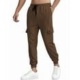 thumbnail image 1 of MIXUE Sweatpants for Men Solid Color Waist Drawstring With Pockets Casual Fitness Athletic Workout Outdoor Activities Trousers Cargo Pants Holiday Wear,Brown,M, 1 of 5