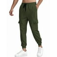 thumbnail image 1 of MIXUE Sweatpants for Men Solid Color Waist Drawstring With Pockets Casual Fitness Athletic Workout Outdoor Activities Trousers Cargo Pants Outwear,Green,L, 1 of 5