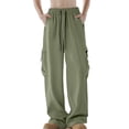 thumbnail image 1 of MIXUE Sweatpants for Men Summer Cargo Solid Color Elastic Waist Drawstring Wide Leg Loose Fit Casual Athletic Plus Size Bottoms Trousers Activewear,Green,XXXXL, 1 of 4