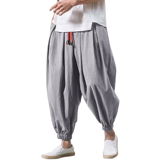 MIXUE Sweatpants for Men Solid Color Fashion Loose Casual Wide Elasticated Leg Trousers Sportwear,Bronze,XXL